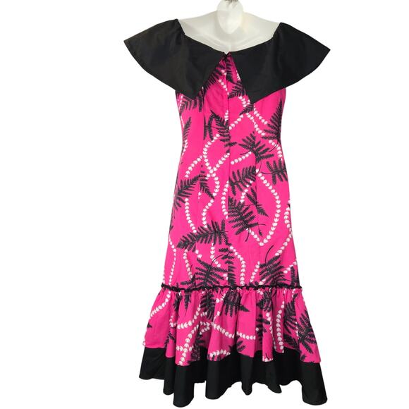 Vtg Naupaka Hawaii Size 7 Dress Off Shoulder Collar Aloha Vacation Beach Luau - Picture 5 of 15